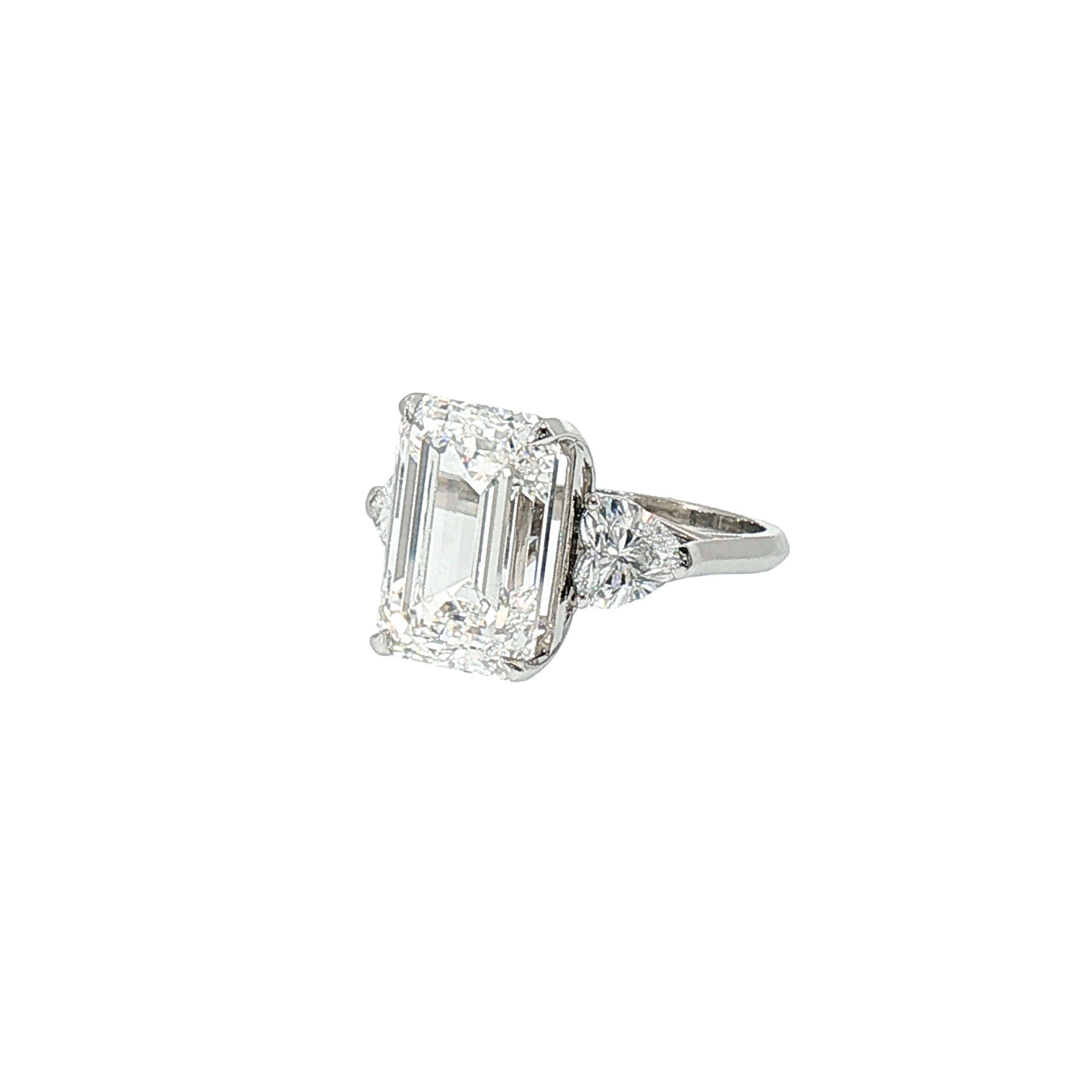 10 Carat Emerald Cut Three-Stone Diamond Ring - Platinum (10.05ct, F/VS1)