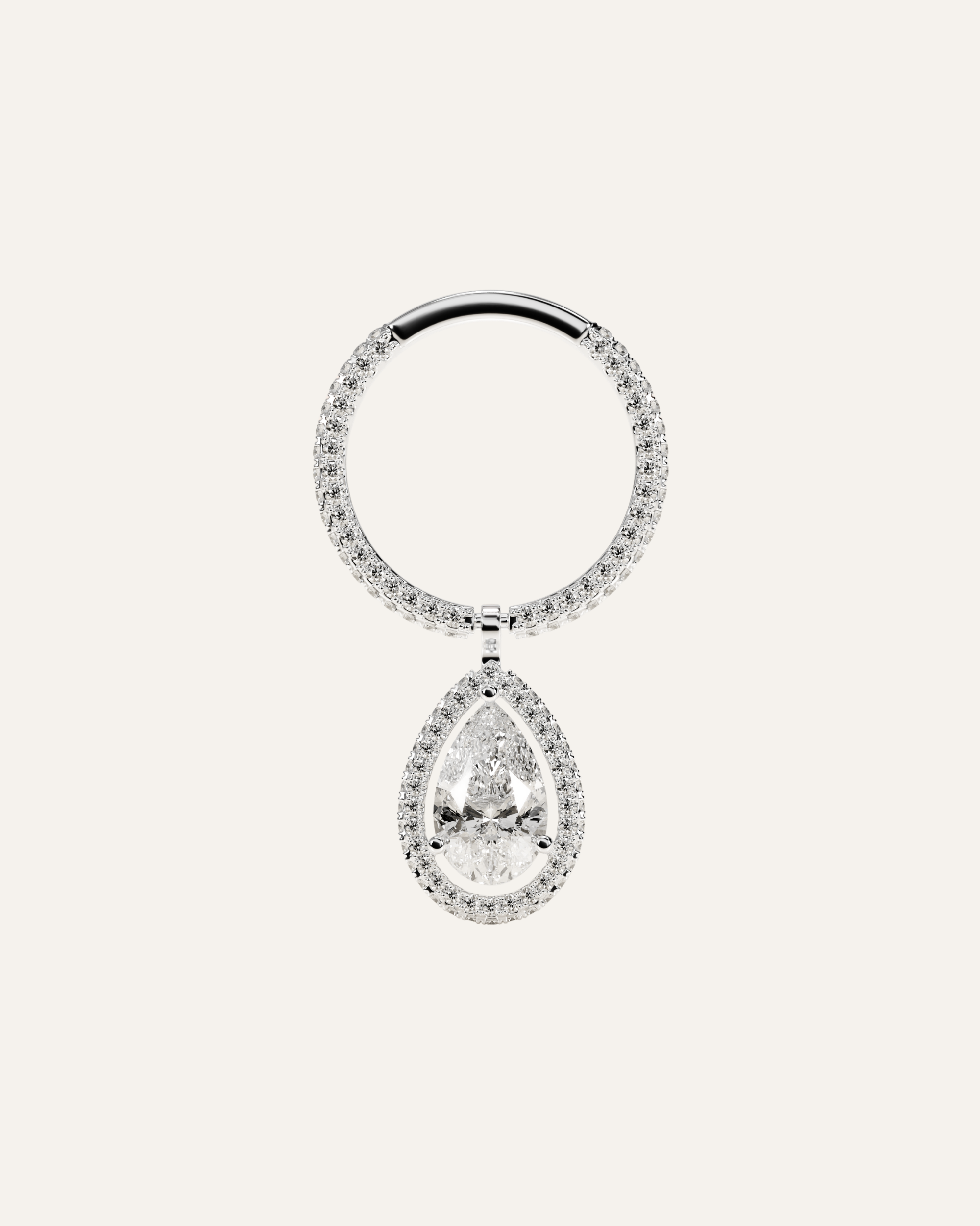 The Pear Flip Ring - White Gold