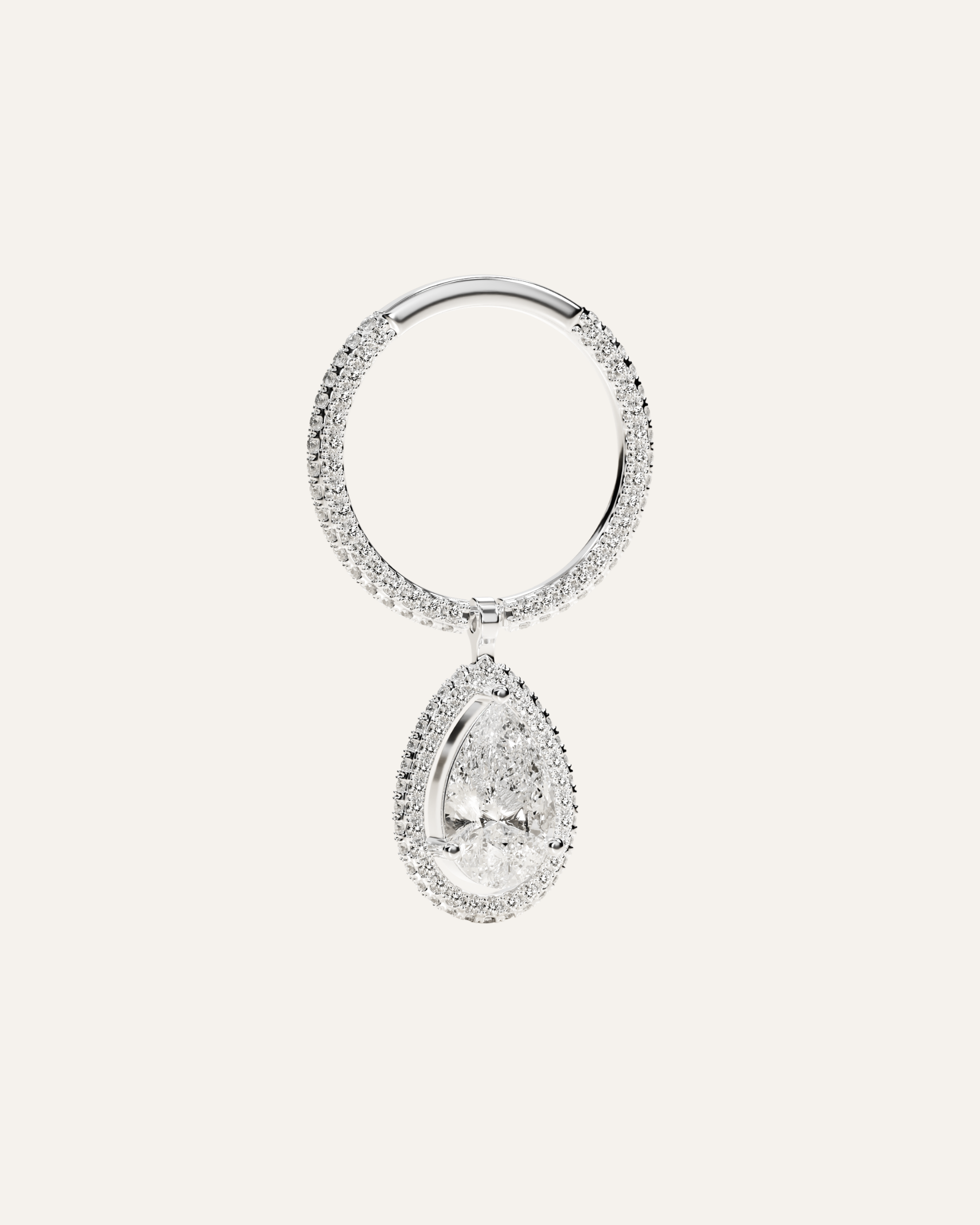 The Pear Flip Ring - White Gold
