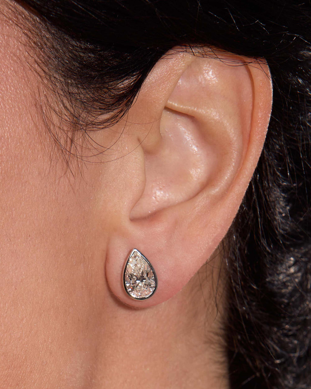 The Pear Bezel Studs