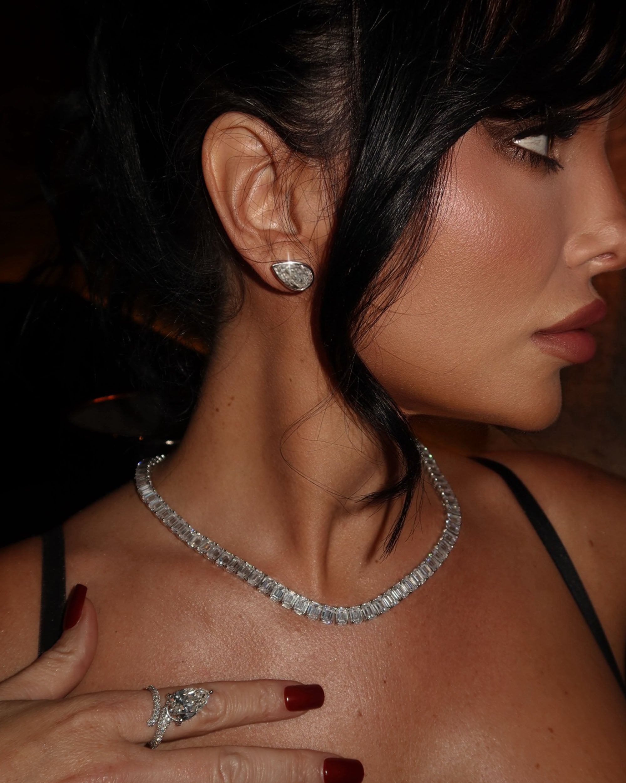The Pear Bezel Studs
