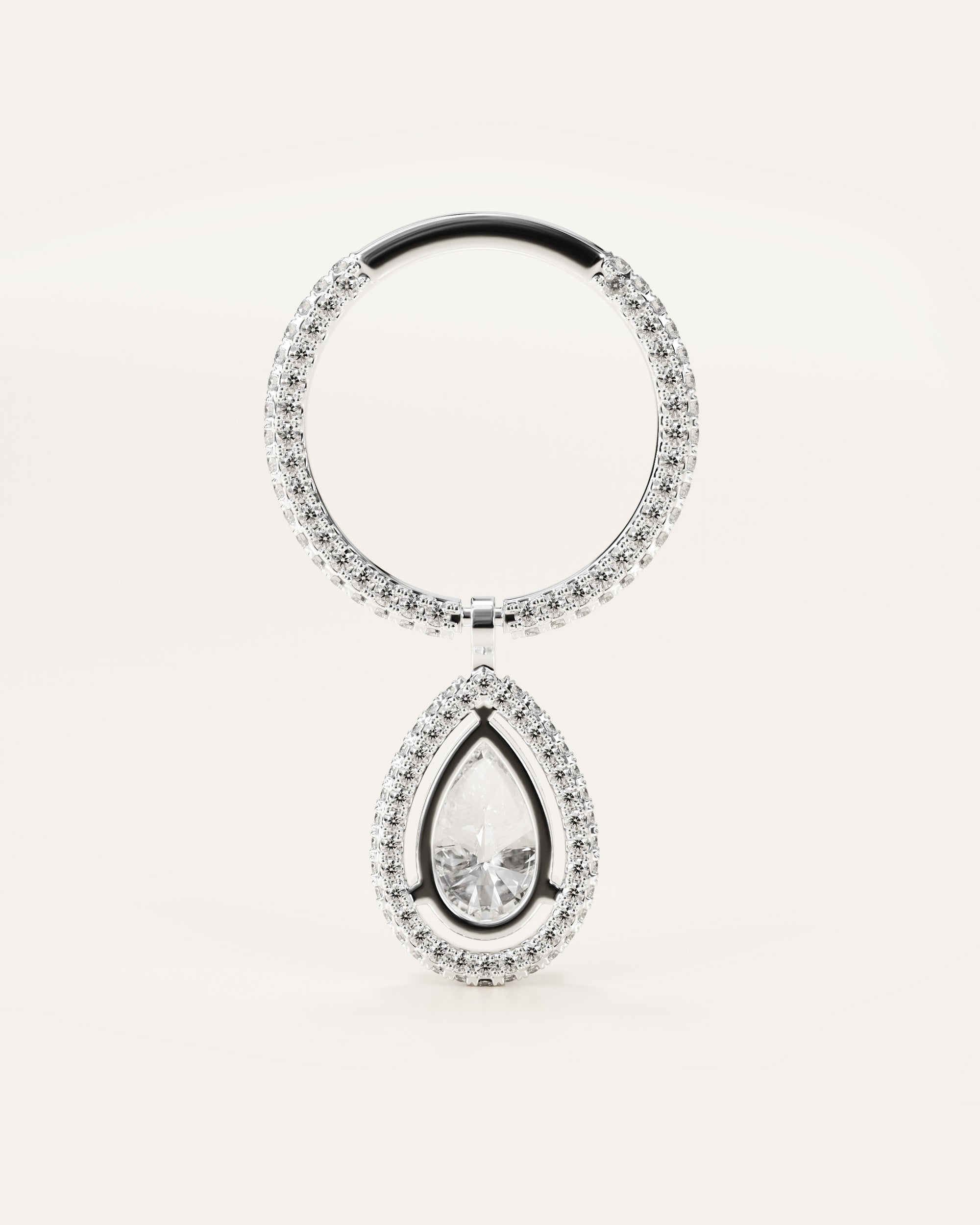 The Pear Flip Ring - White Gold