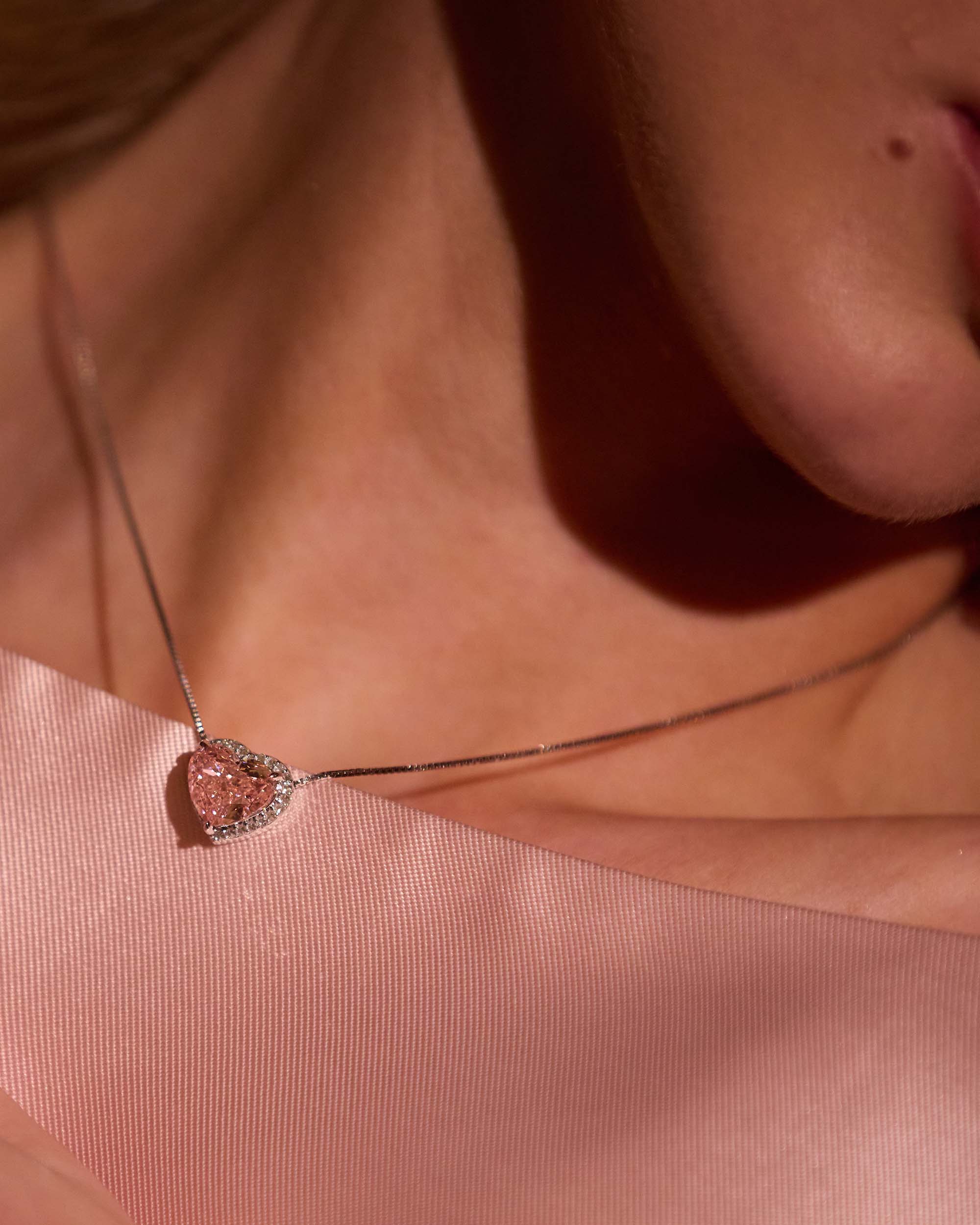 The Pink Heart Floating Pendant